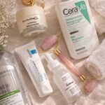 luxury skincare flat lay for a soft glowy beauty routine